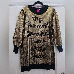 Queen of sparkles Gold and Black Sequin Dress